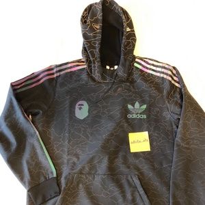[SOLD] BAPE x Adidas Reflective Tech Hoodie Black